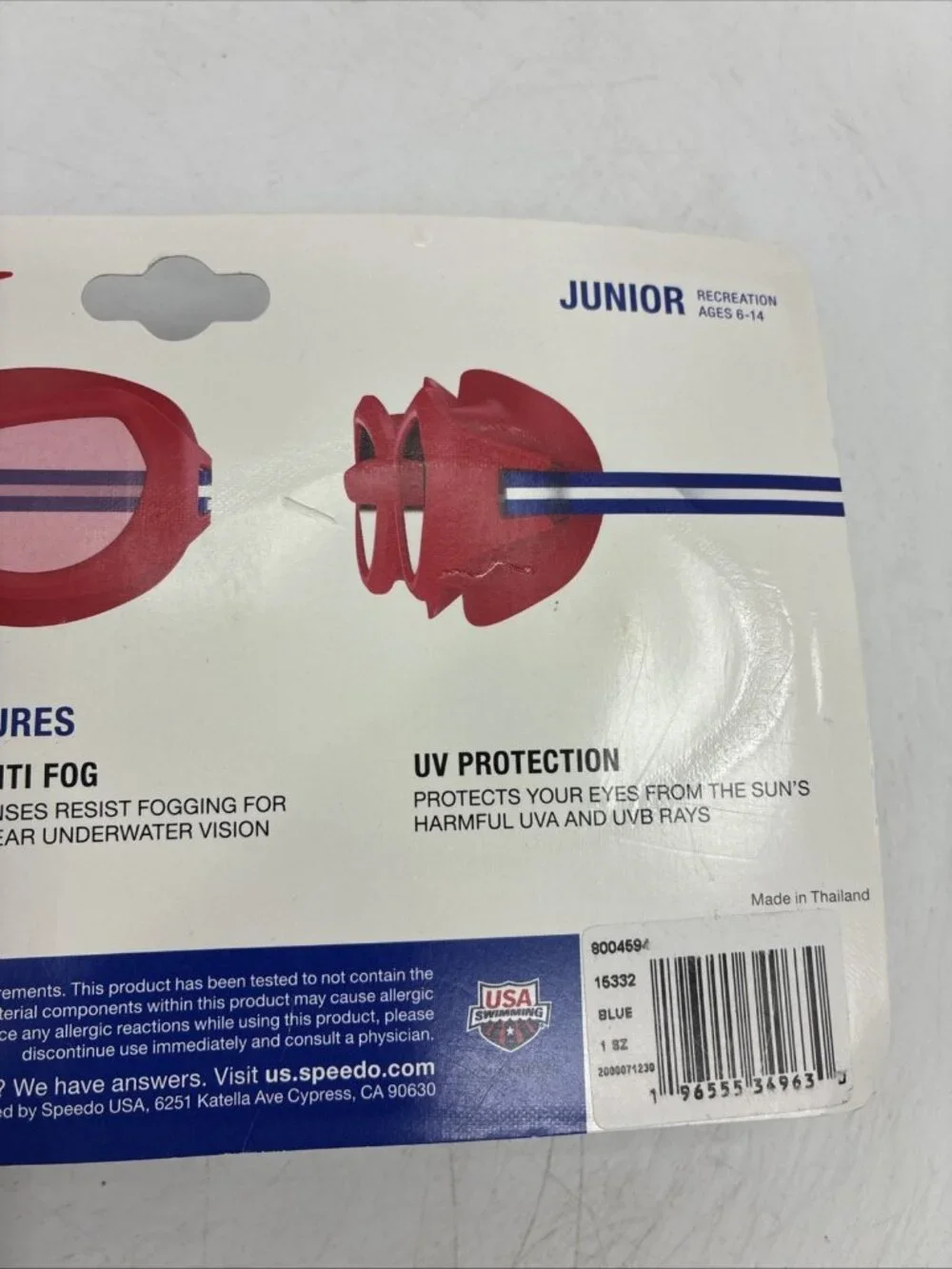 Speedo Junior Sprinter Swim Goggles Blue Ages 6-14 Anti Fog UV Protection